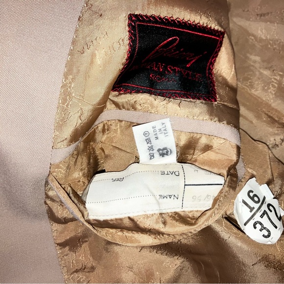 Brioni Mens Sport Coat Suit Jacket Blazer Double Breasted 100% Wool Tan 46 VTG - Picture 12 of 12